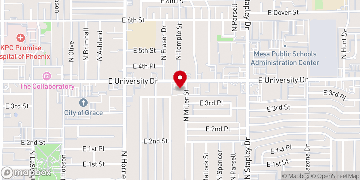 Map showing location of Journey of Grace Church of the Nazarene