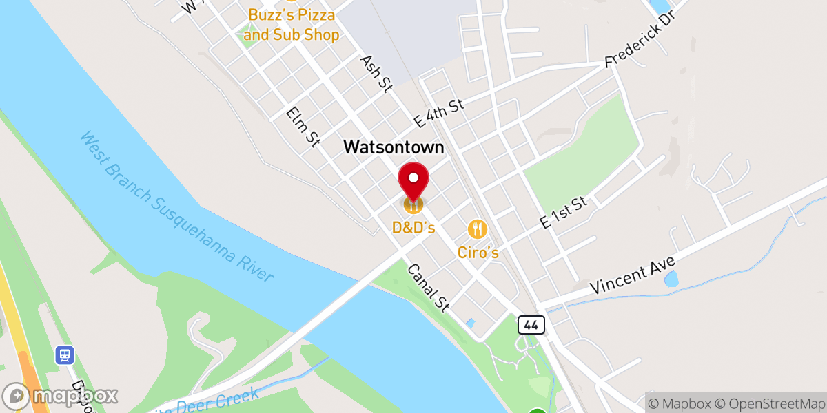 Map showing location of D & D Family Restaurants