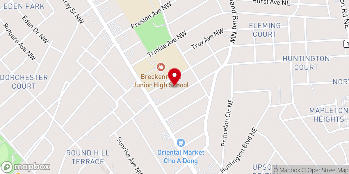Map showing location of Bethany Christian Church