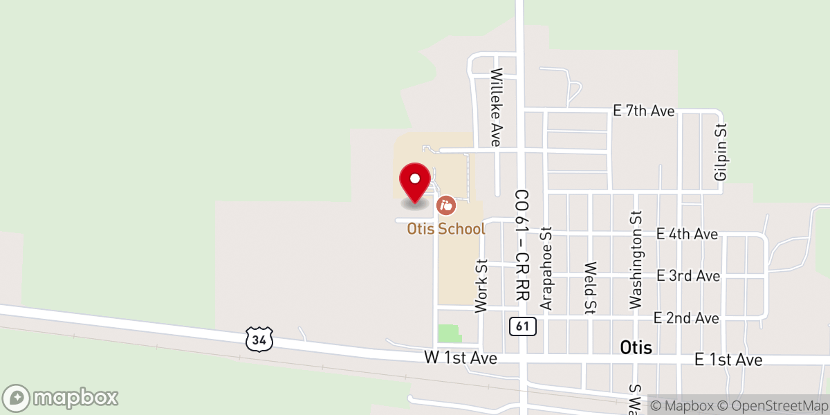 Map showing location of First Baptist Church of Otis