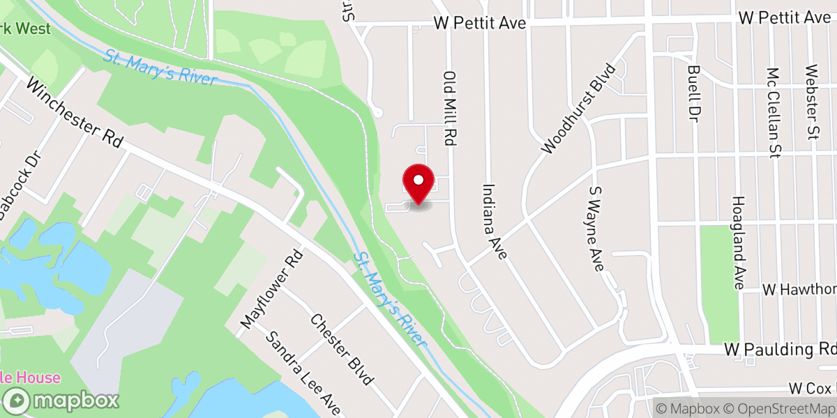 Map showing location of Unitarian Universalist Congregation of Fort Wayne