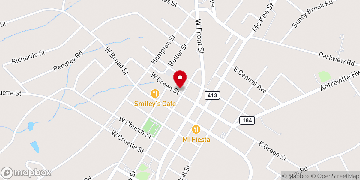 Map showing location of Iva ARP Church