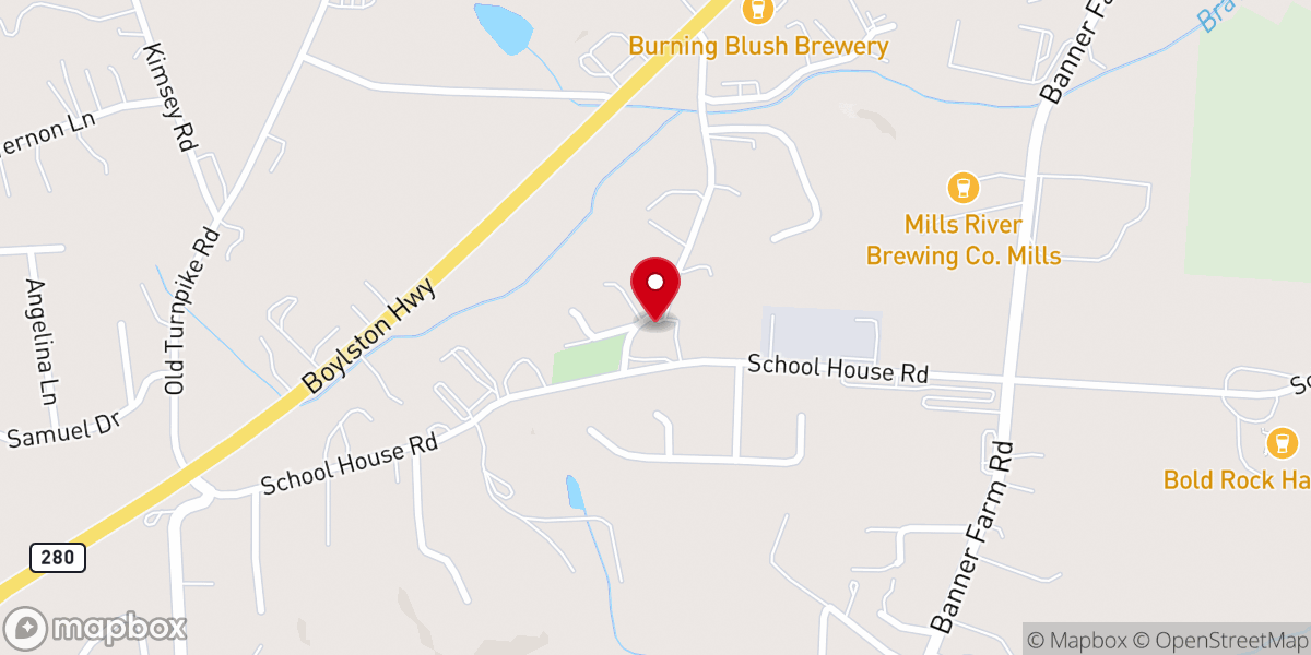 Map showing location of Mills River Presbyterian Church