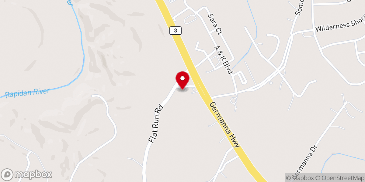 Map showing location of Flat Run Church