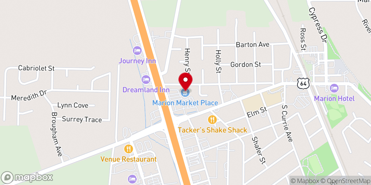 Map showing location of Marion Market Place