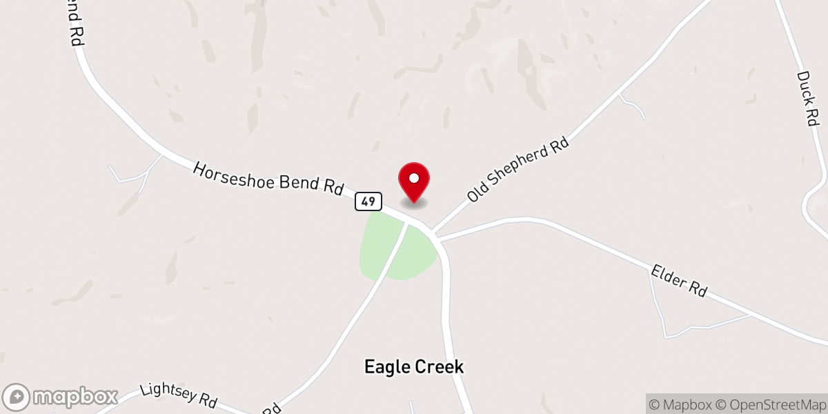 Map showing location of Eagle Creek Baptist Church