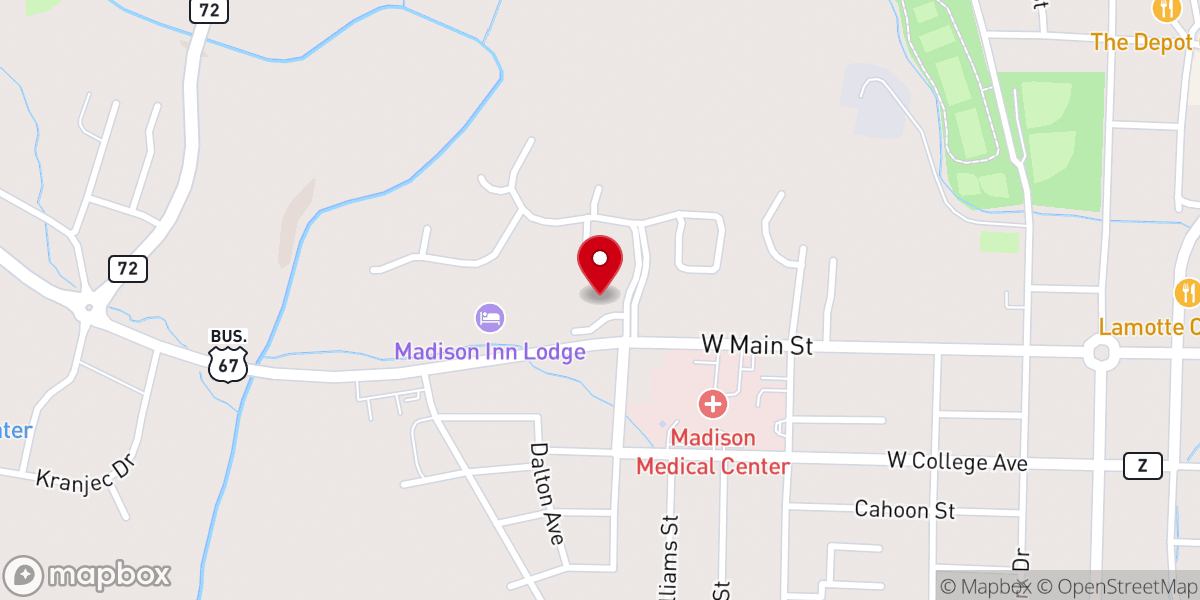 Map showing location of Miller Chapel