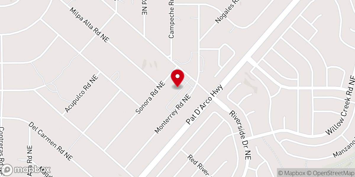 Map showing location of Rio Rancho Theology on Tap