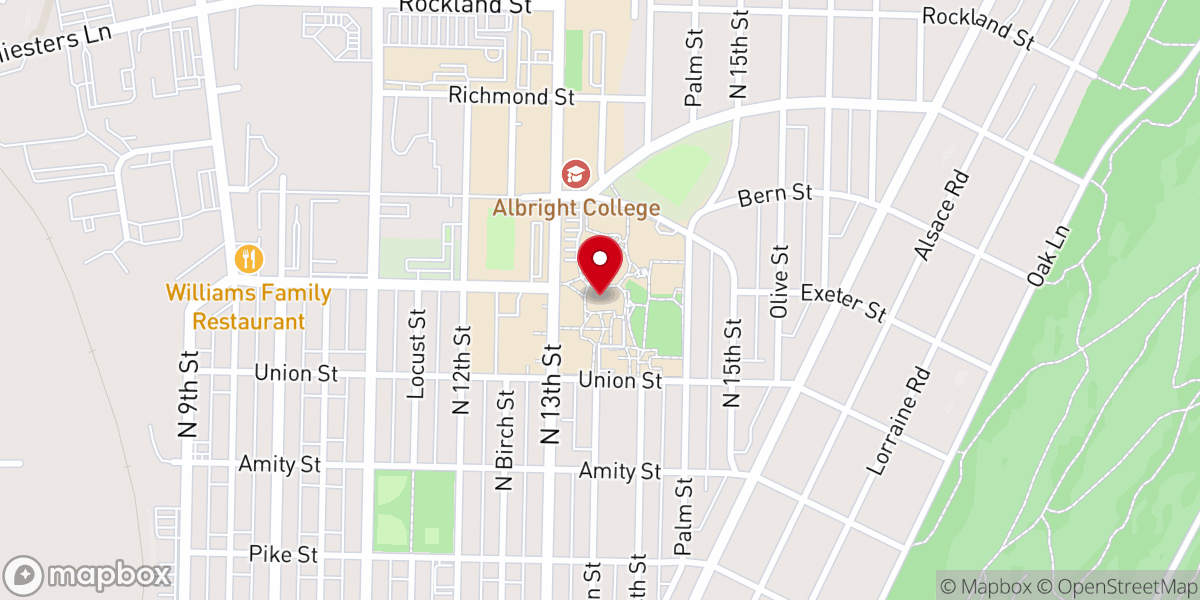 Map showing location of Albright Memorial Chapel