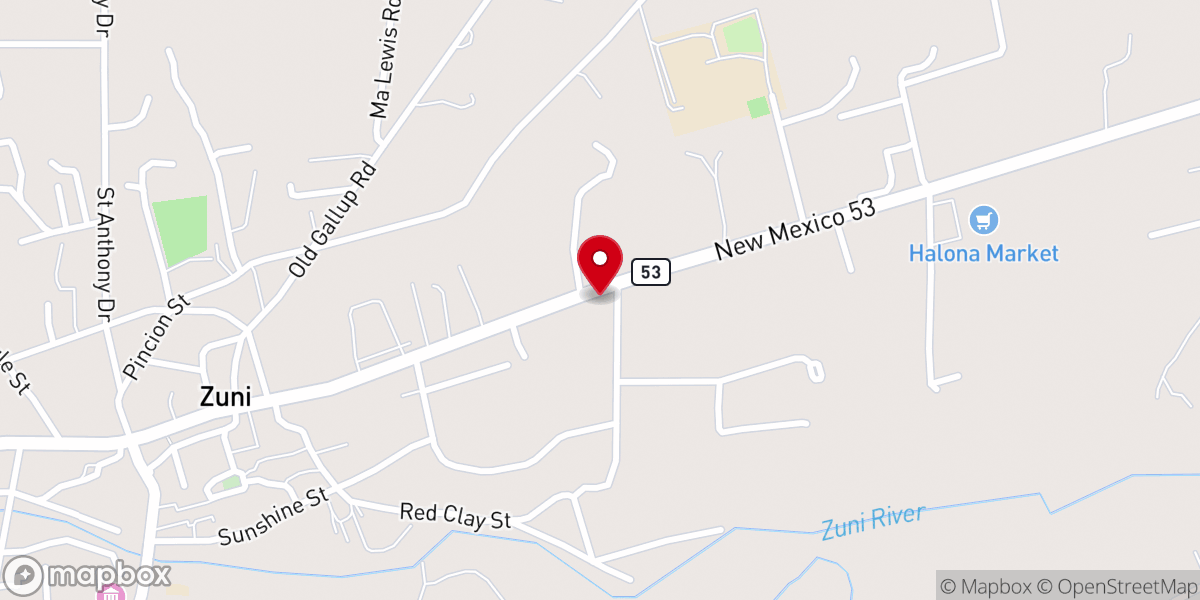 Map showing location of First Financial Credit Union - Zuni