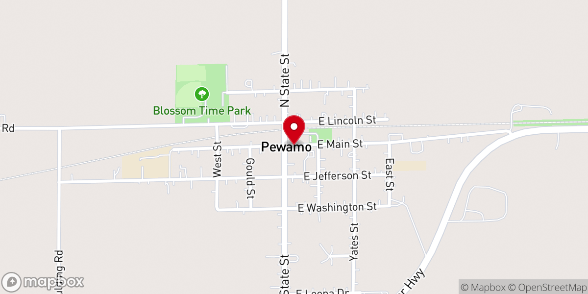 Map showing location of Pewamo