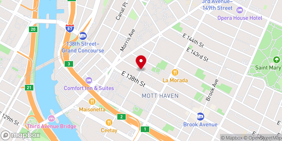Map showing location of Mott Haven Historic District