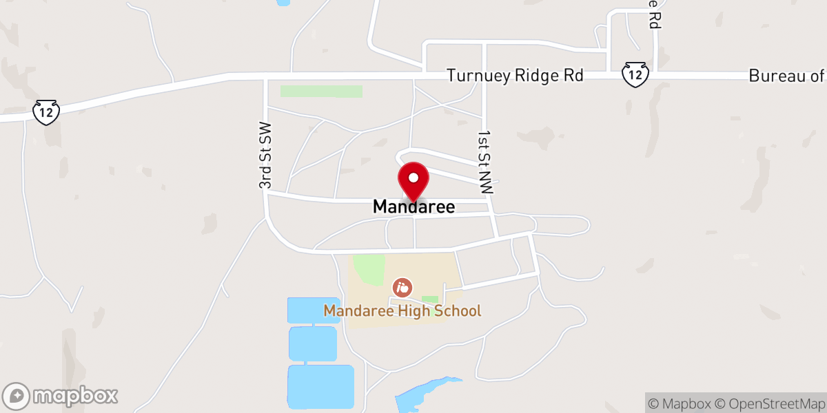 Map showing location of Mandaree Inc Community Board