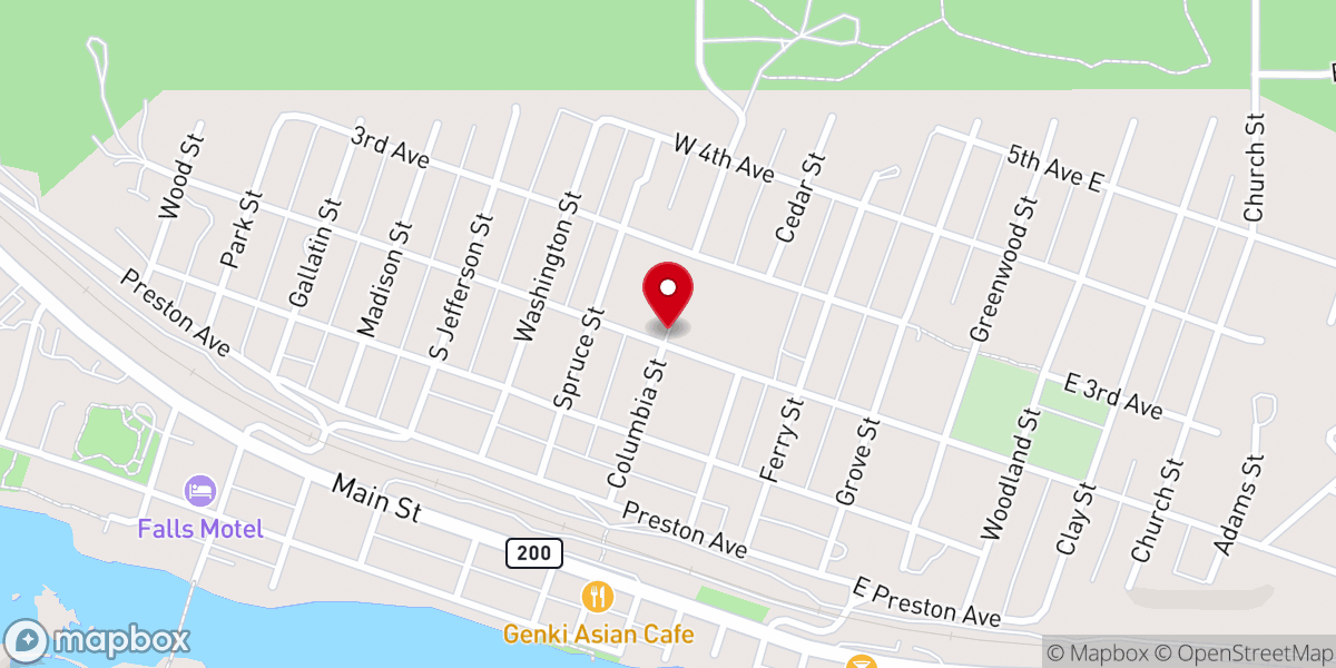 Map showing location of Falls Chapel Pentecostal Church