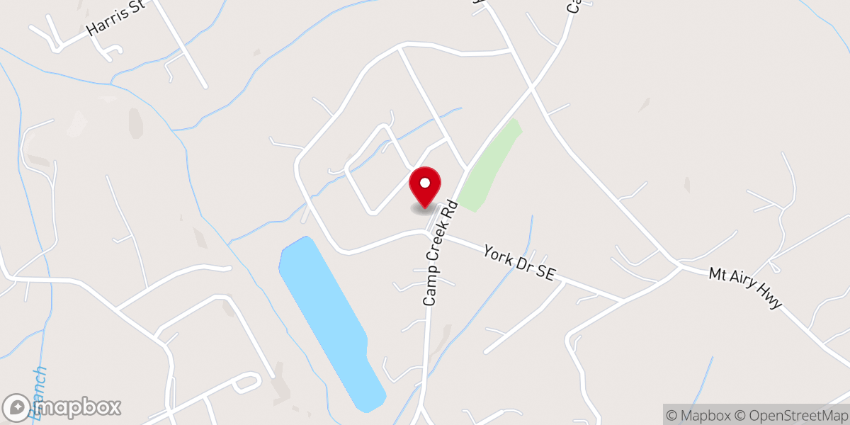 Map showing location of Camp Creek Baptist Church