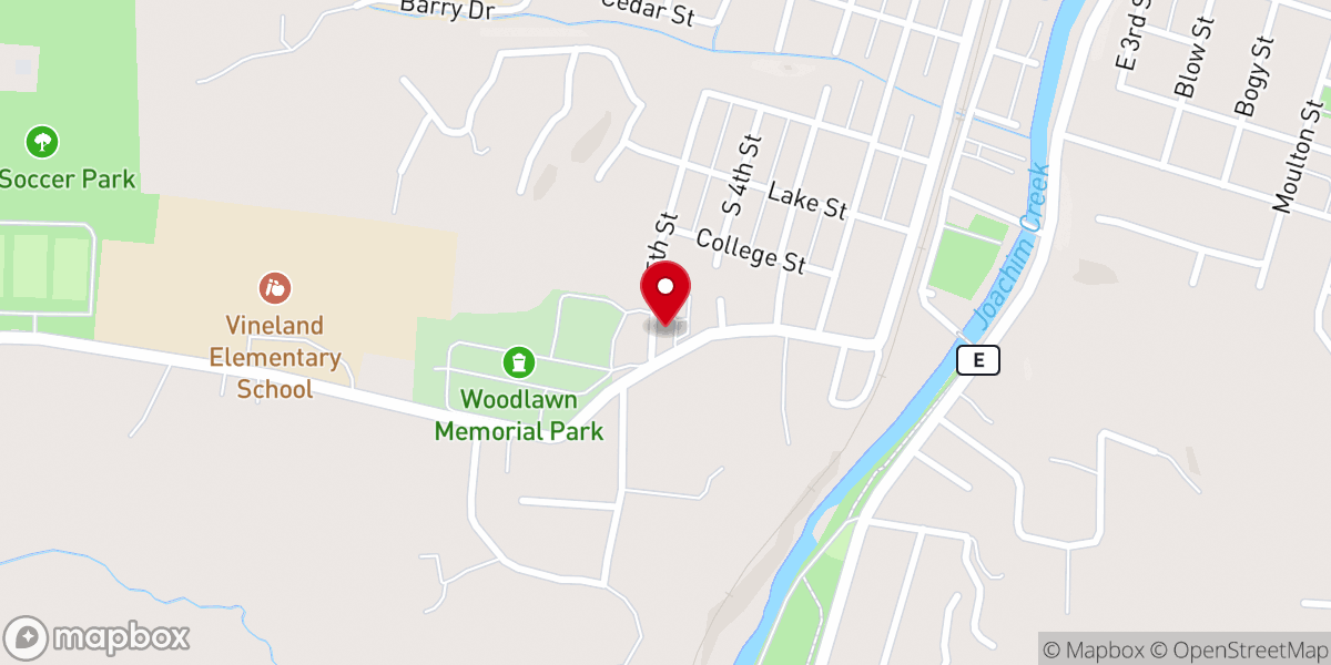 Map showing location of First Free Will Baptist Church of Desoto, MO