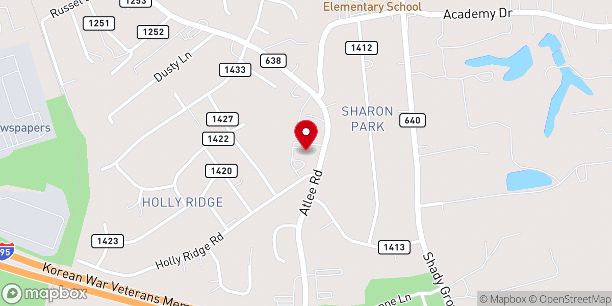 Map showing location of Holly Ridge Christian Church