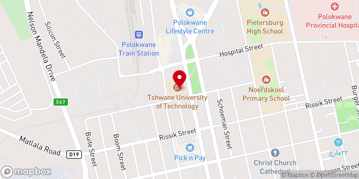 Map showing location of The Living Gospel World Mission Church Polokwane
