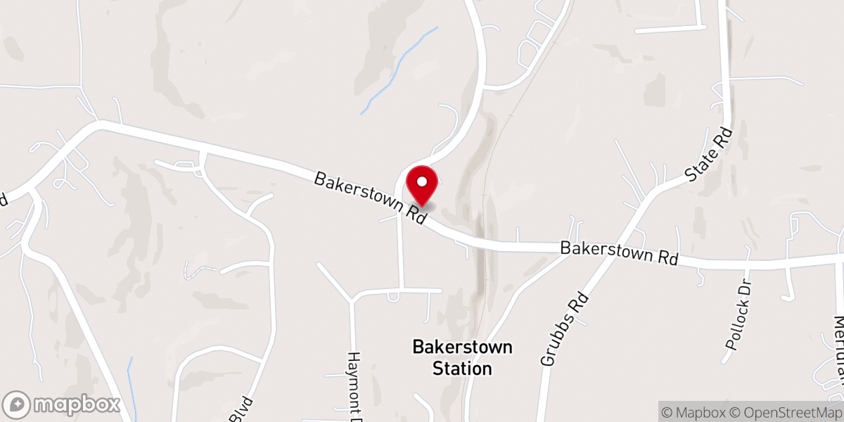 Map showing location of Bakerstown Alliance Church