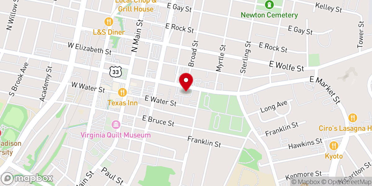 Map showing location of Muhlenberg Lutheran Church