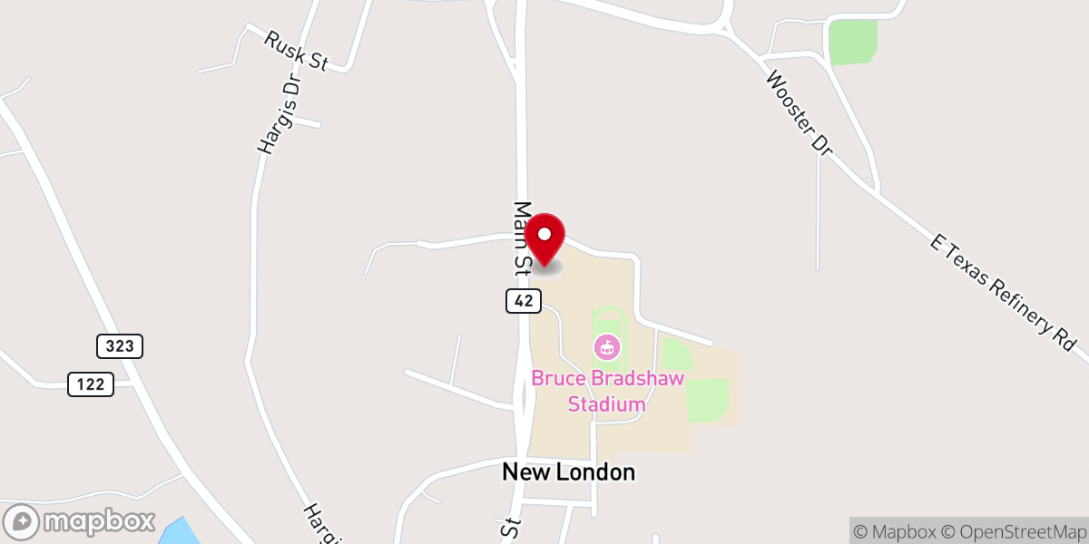 Map showing location of New London Methodist Church