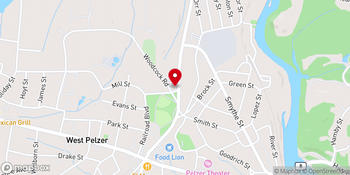 Map showing location of Pelzer Church of God