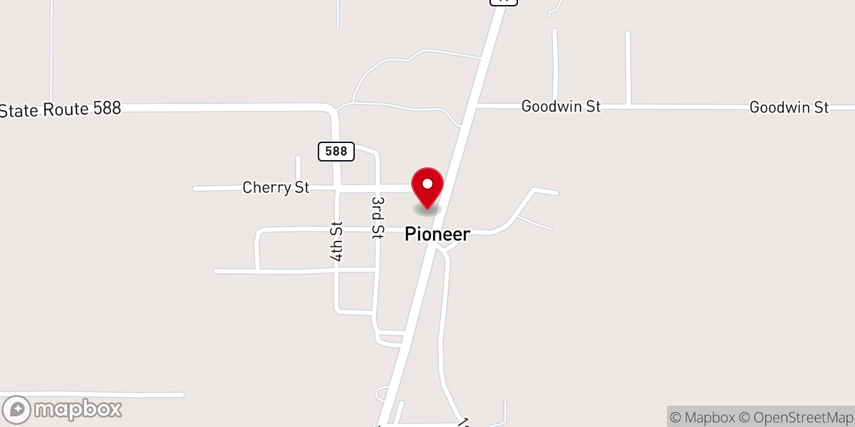 Map showing location of Pioneer Baptist Church