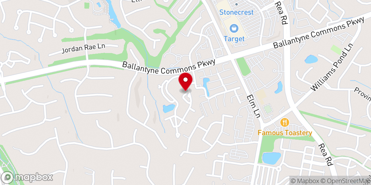 Map showing location of Ballantyne Presbyterian Church