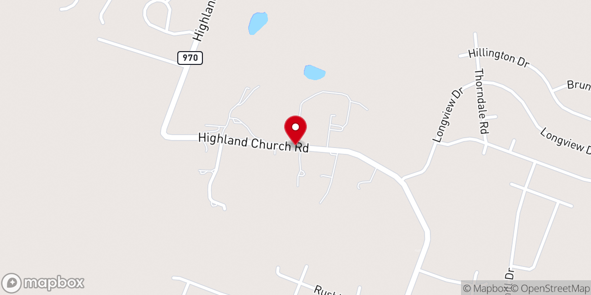 Map showing location of Highland Church