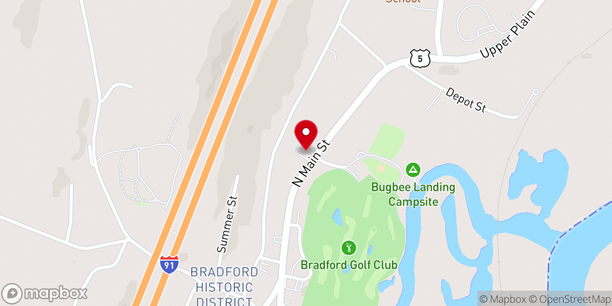 Map showing location of Bradford Congregational Church