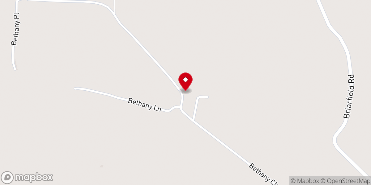 Map showing location of Bethany Church