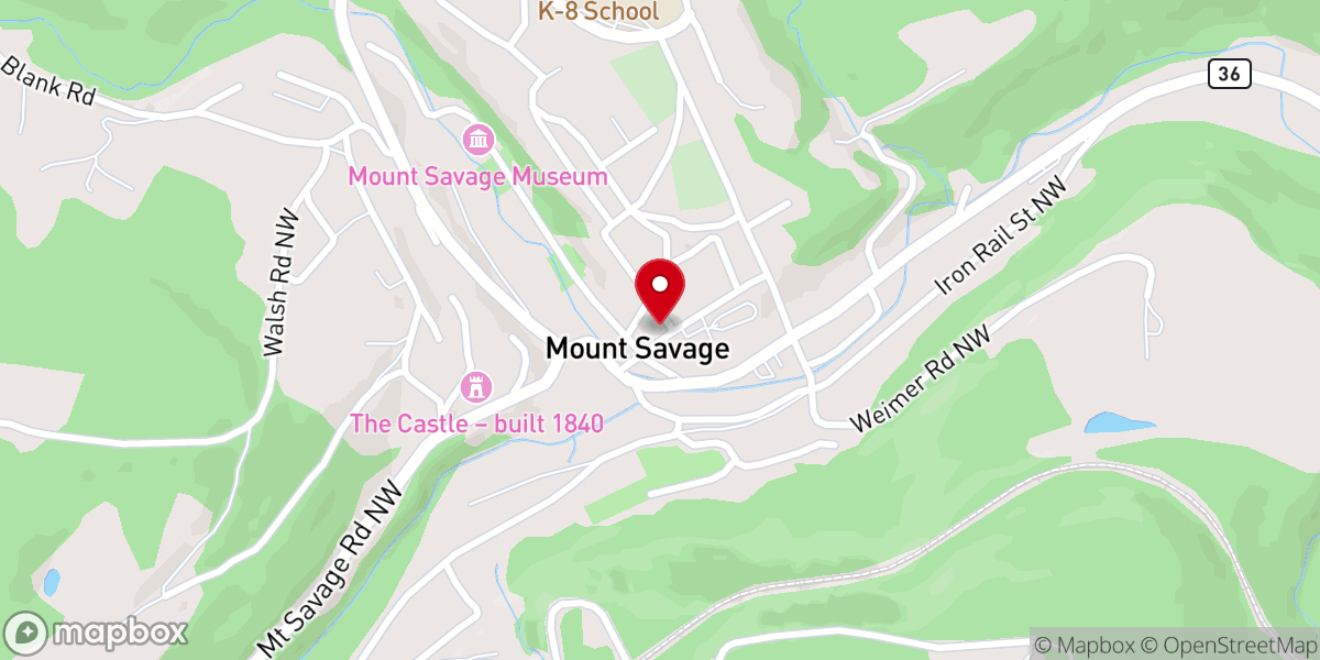 Map showing location of Mt. Savage United Methodist Church