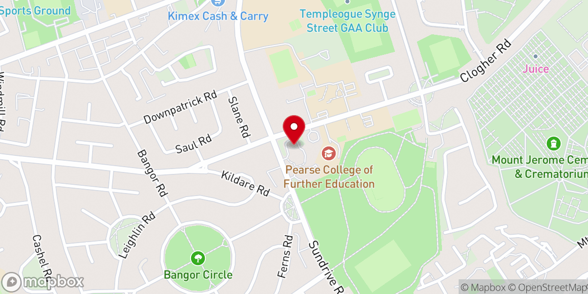 Map showing location of St. Bernadette's Church