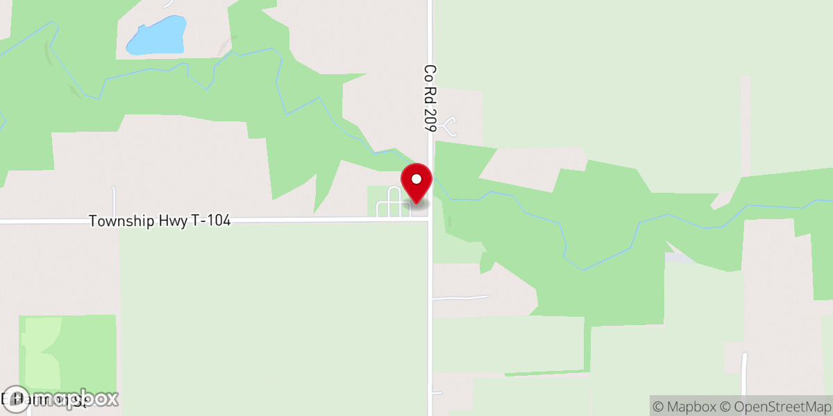 Map showing location of Prarie Chapel Church