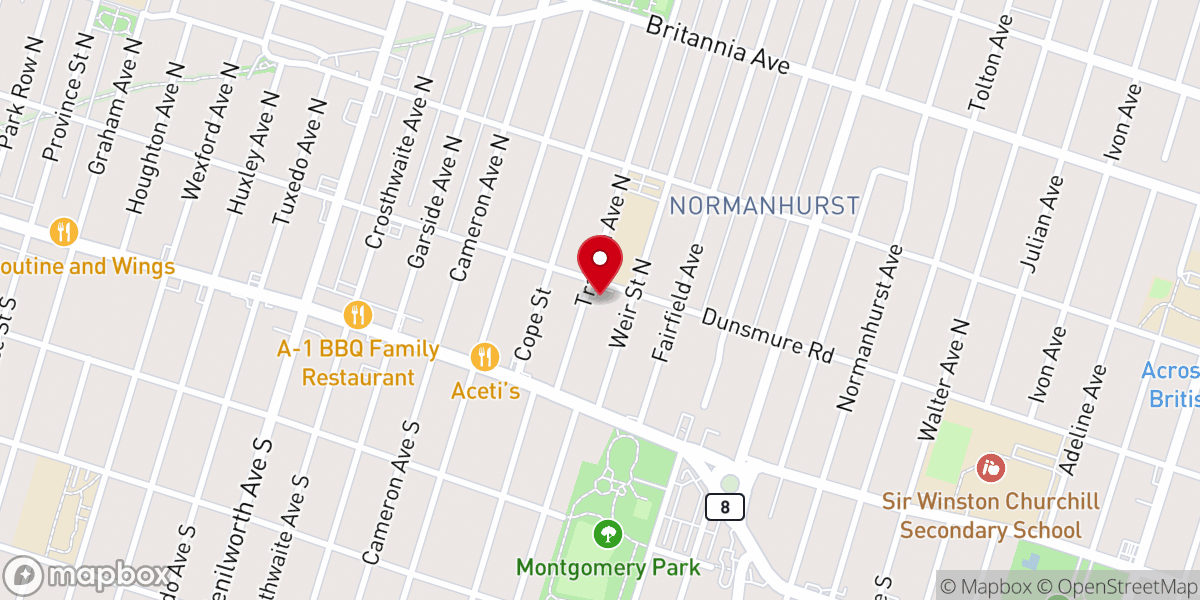 Map showing location of St. Paul's United Church