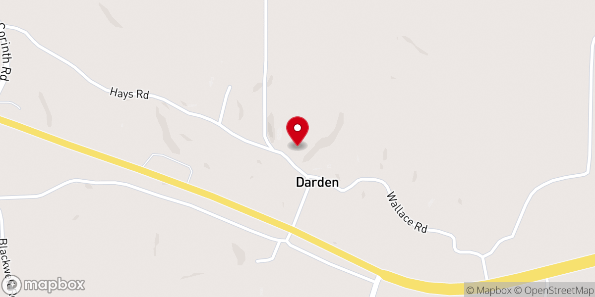 Map showing location of Darden Baptist Church
