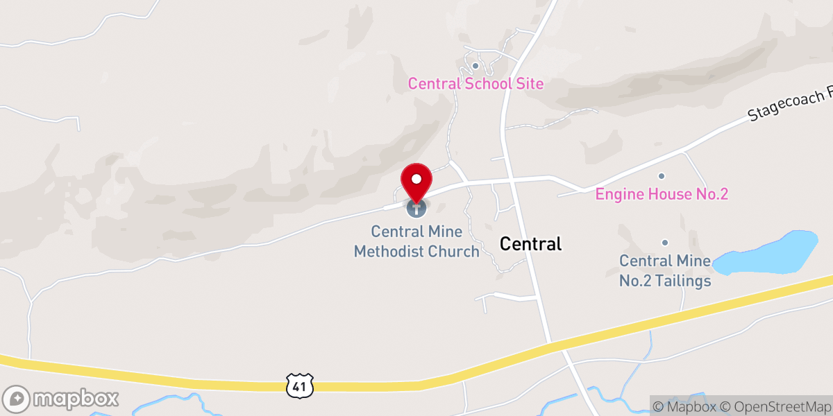 Map showing location of Central Mine Methodist Church