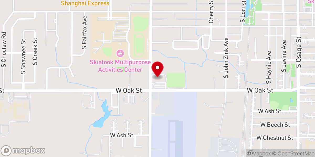 Map showing location of First Baptist Church Skiatook