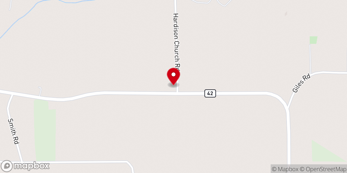 Map showing location of Hardison Baptist Church