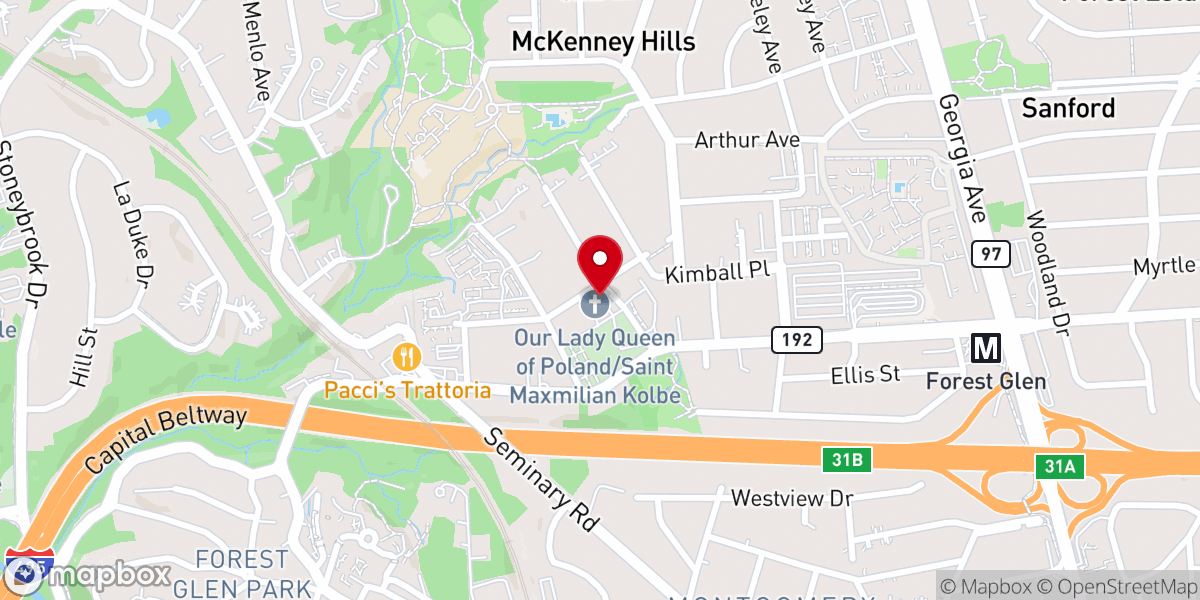 Map showing location of St. John the Evangelist Historic Church