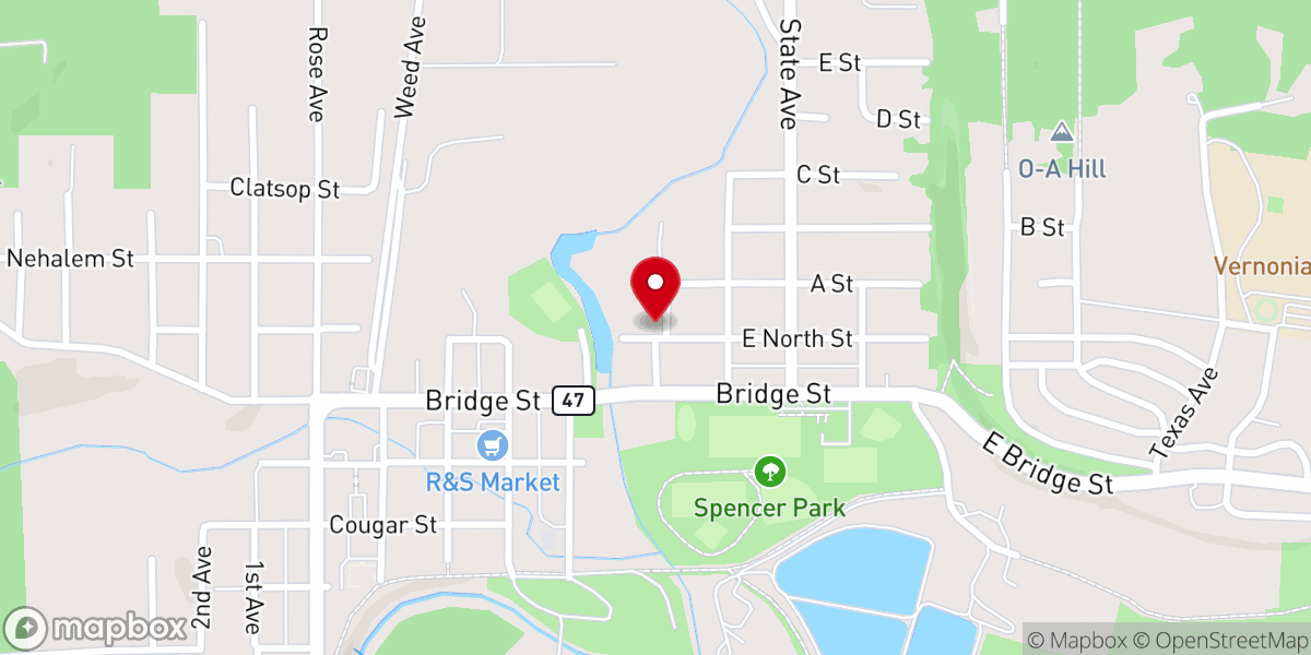Map showing location of Nehalem Valley Bible Church