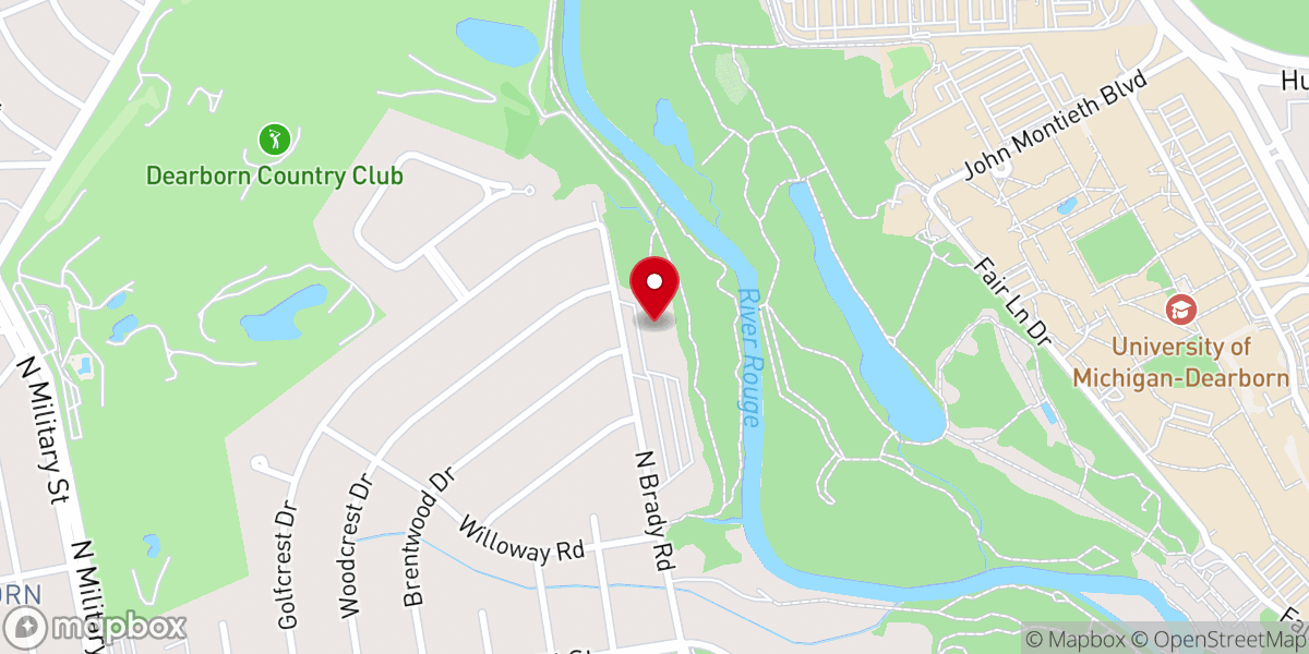 Map showing location of First Presbyterian Church of Dearborn