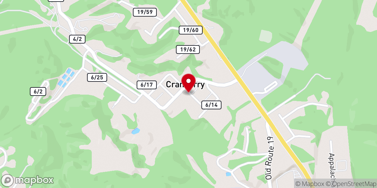 Map showing location of Cranberry Baptist Church