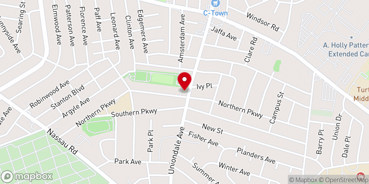 Map showing location of Uniondale Spanish Seventh-Day Adventist Church