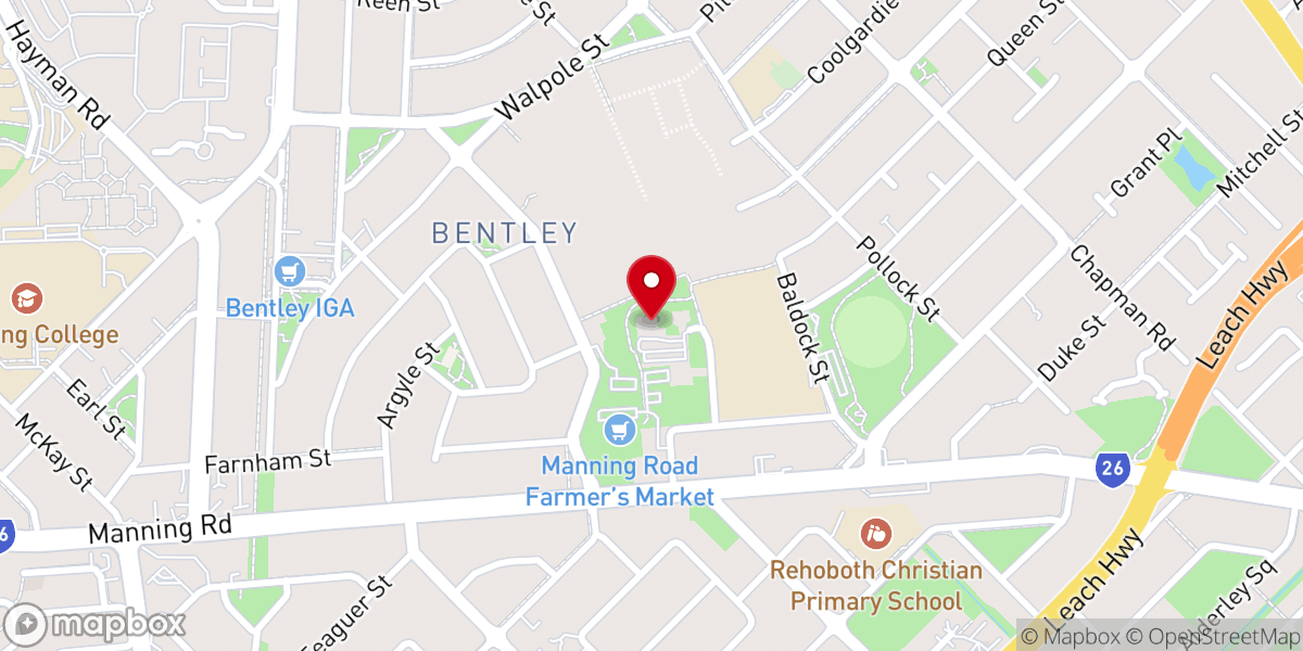 Map showing location of Bethel Perth Pentecostal Church
