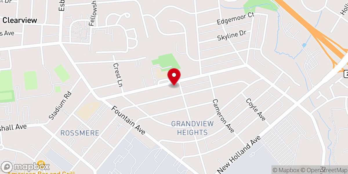 Map showing location of Grandview Church