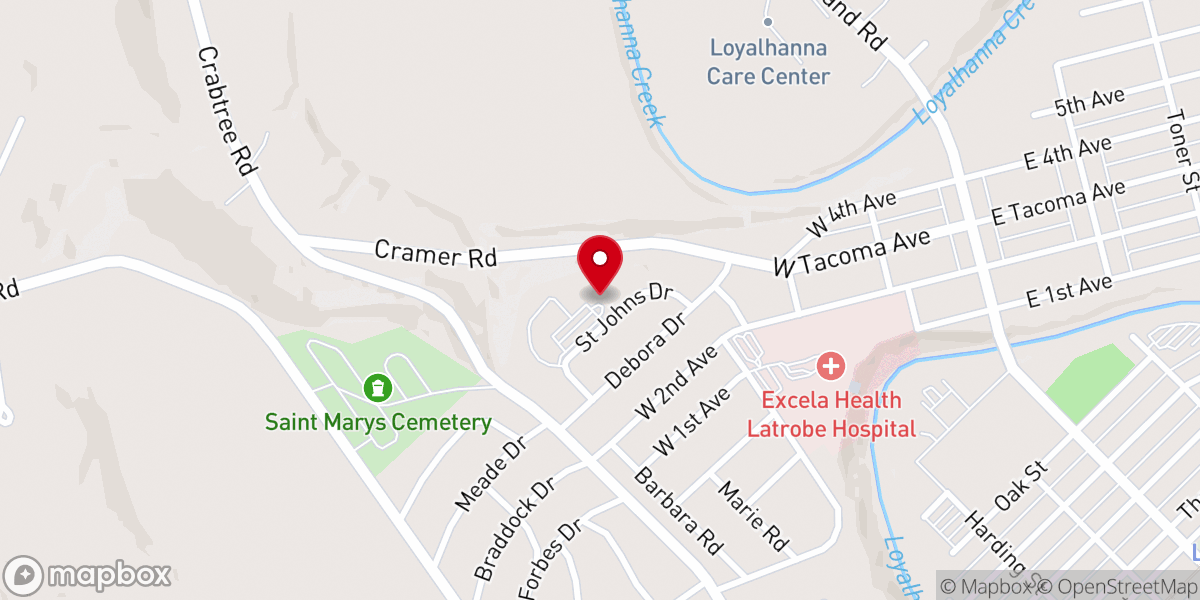 Map showing location of Saint John the Evangelist Roman Catholic Church