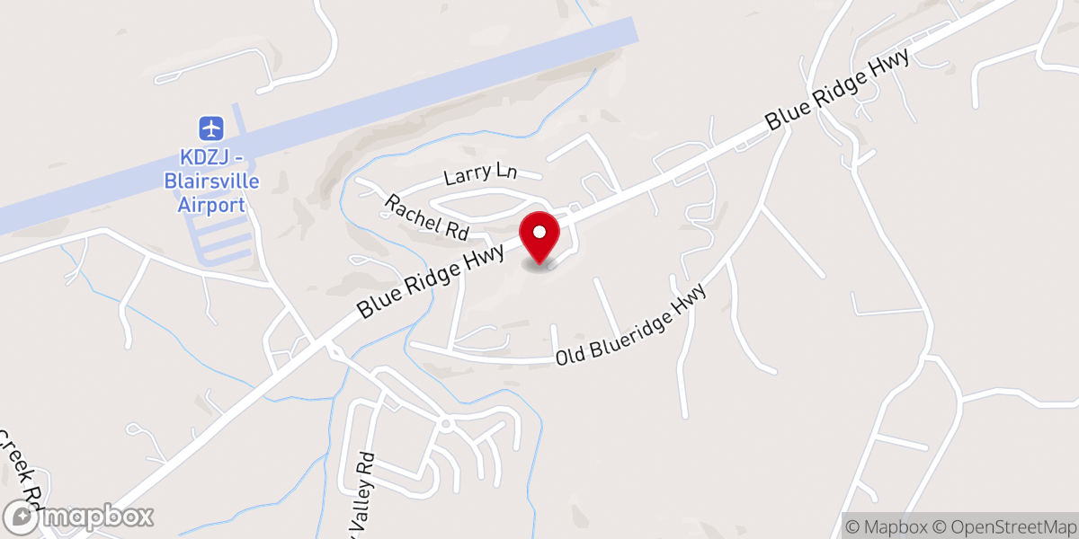 Map showing location of Blairsville Church of God