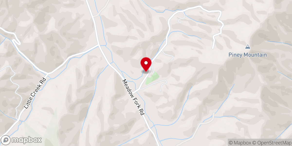 Map showing location of Meadow Fork Baptist Church