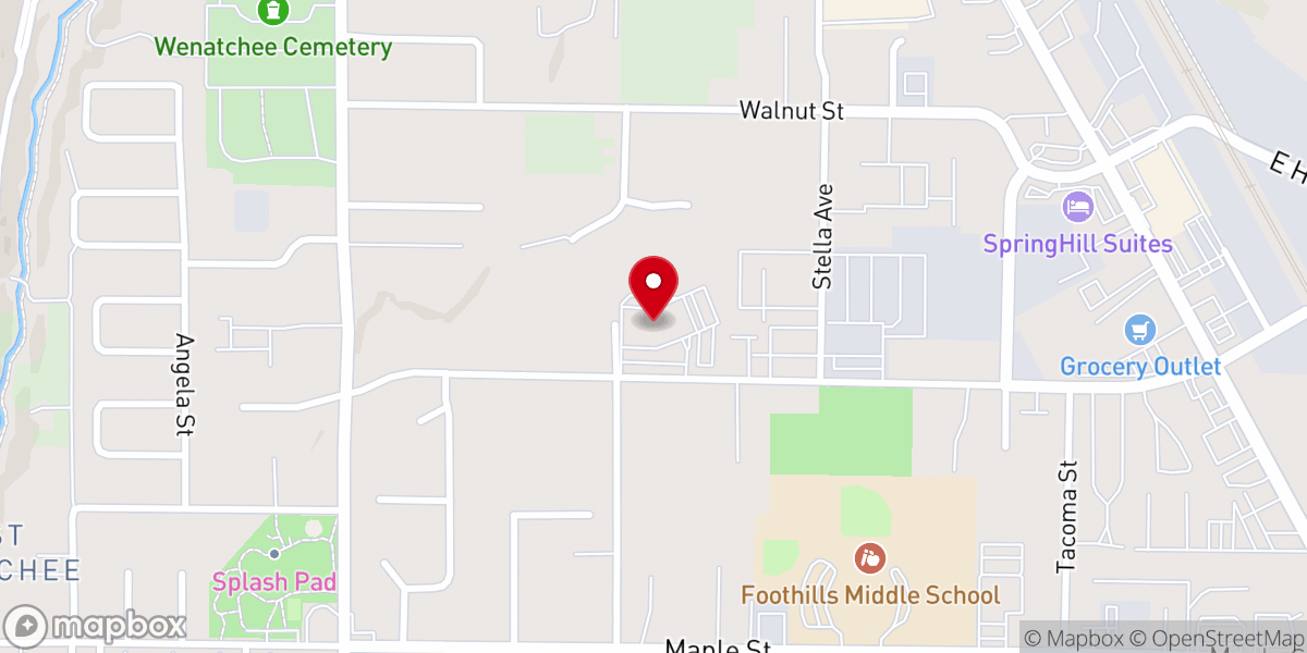 Map showing location of Wenatchee First Assembly (WFA)